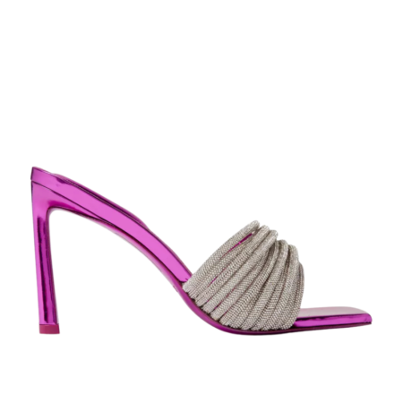 Simkhai Lena Crystal Strap 80 Mules in Leather