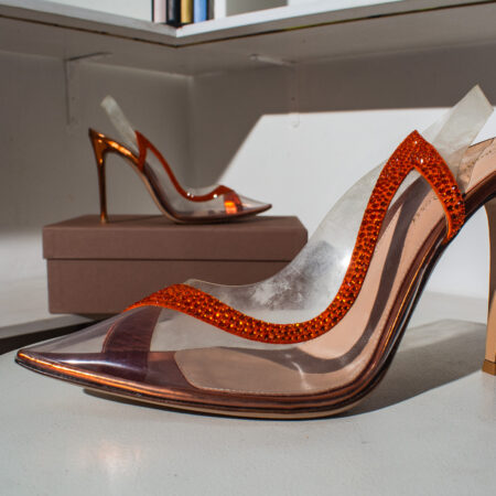 Gianvito Rossi Hortensia Crystal-Embellished Slingback Pump.