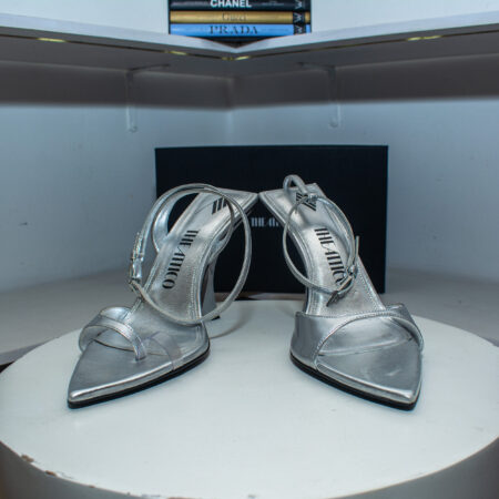 The Attico Nova Metallic Leather Thong Sandals