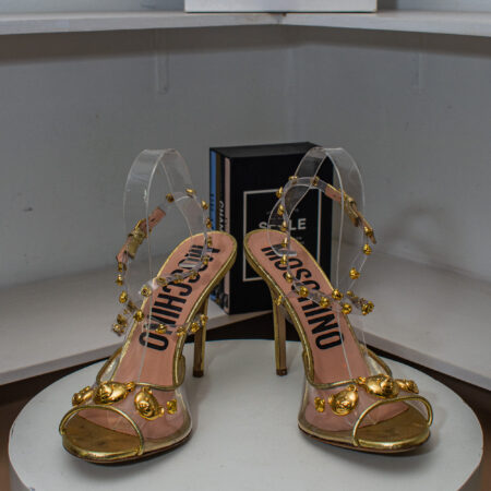 Moschino Teddy Studs High Heel Sandals.