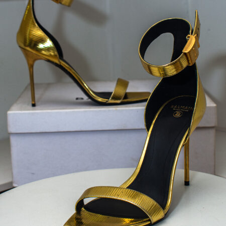 Balmain Uma Metallic Leather Sandal.