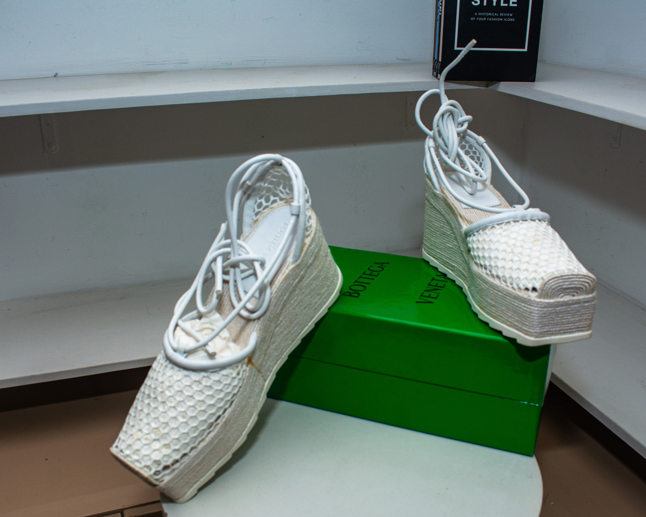 Bottega Veneta Stretch Lace-Up Espadrille Wedge Sandal