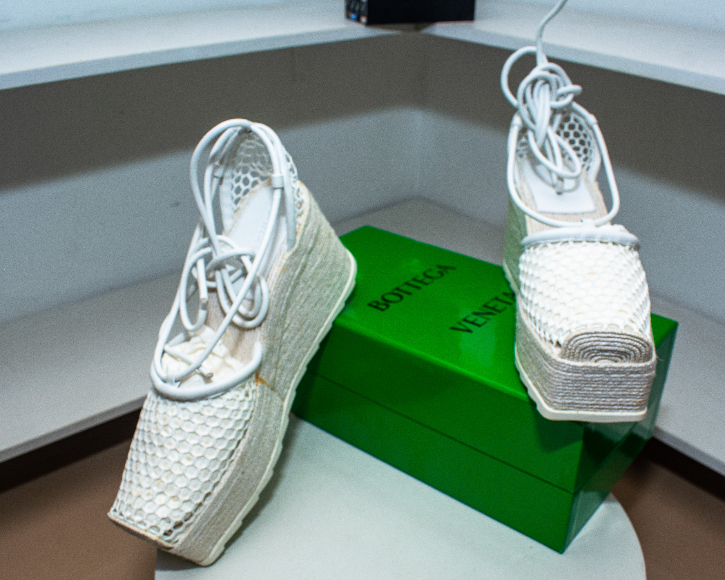 Bottega Veneta Stretch Lace-Up Espadrille Wedge Sandal - Image 3