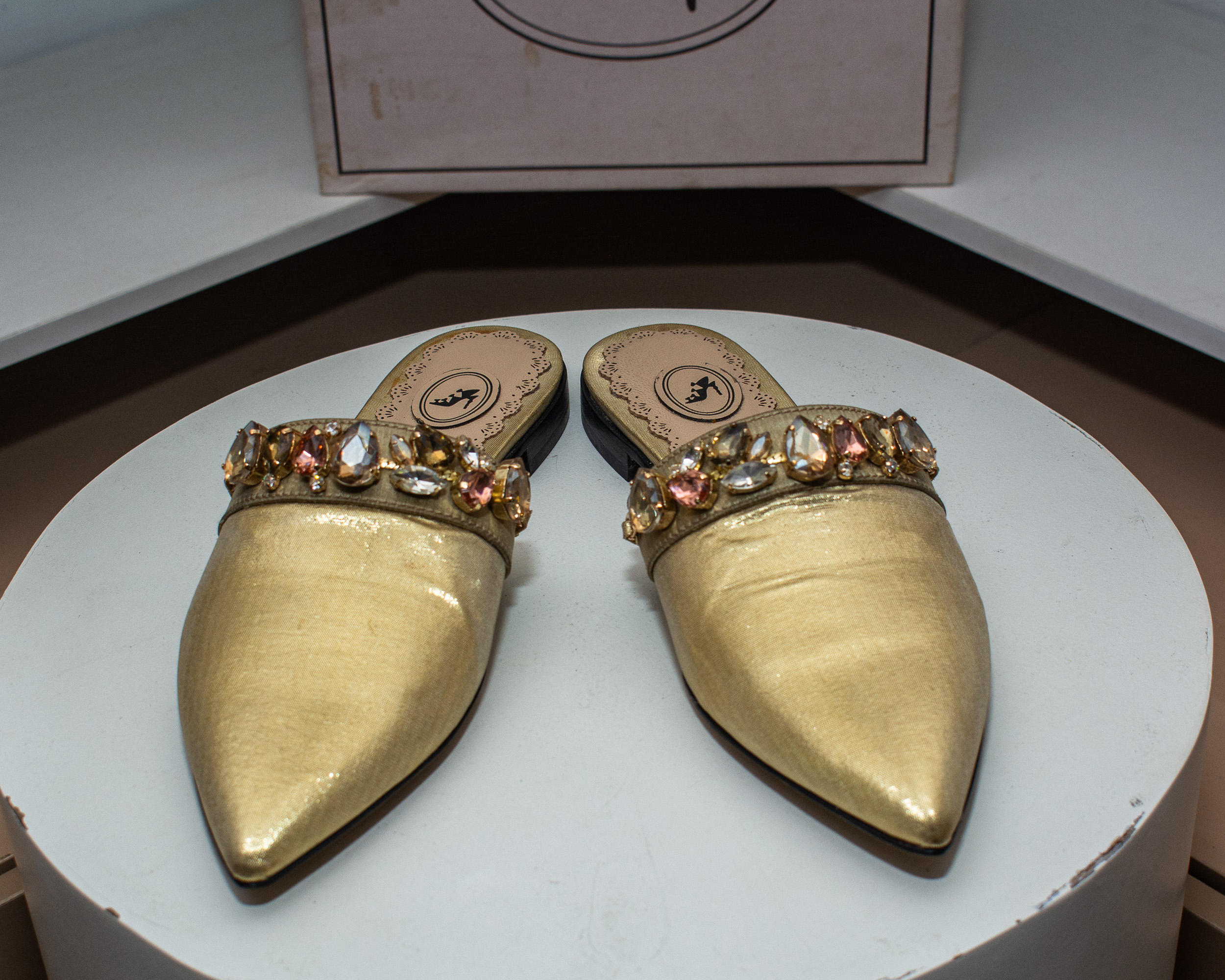 Pointed-Toe Embellished Mule Or Flat Slide.