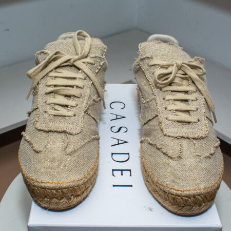 Casadei Frayed Canvas Espadrille Sneakers